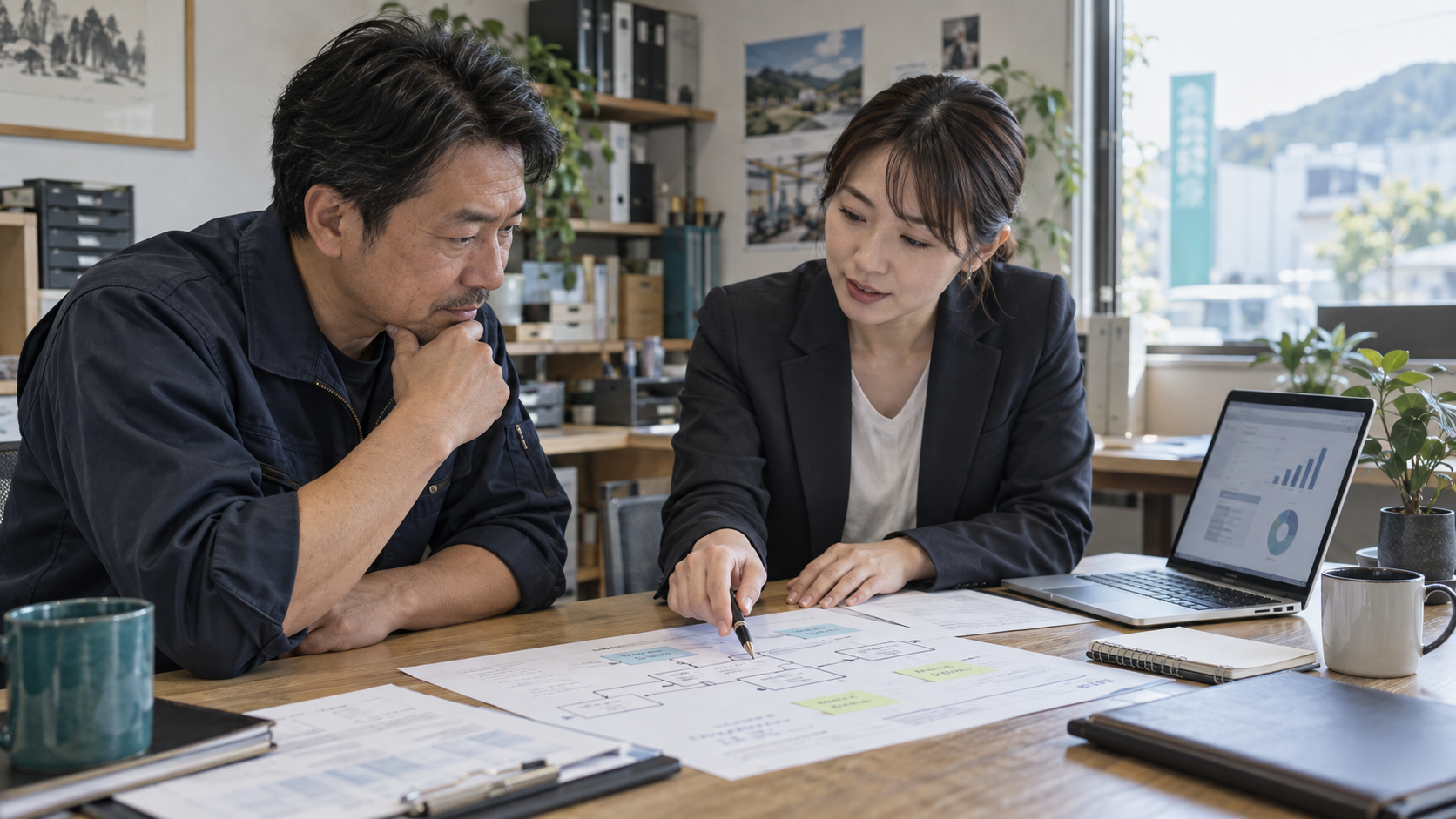 現場業務を整理し改善するイメージ