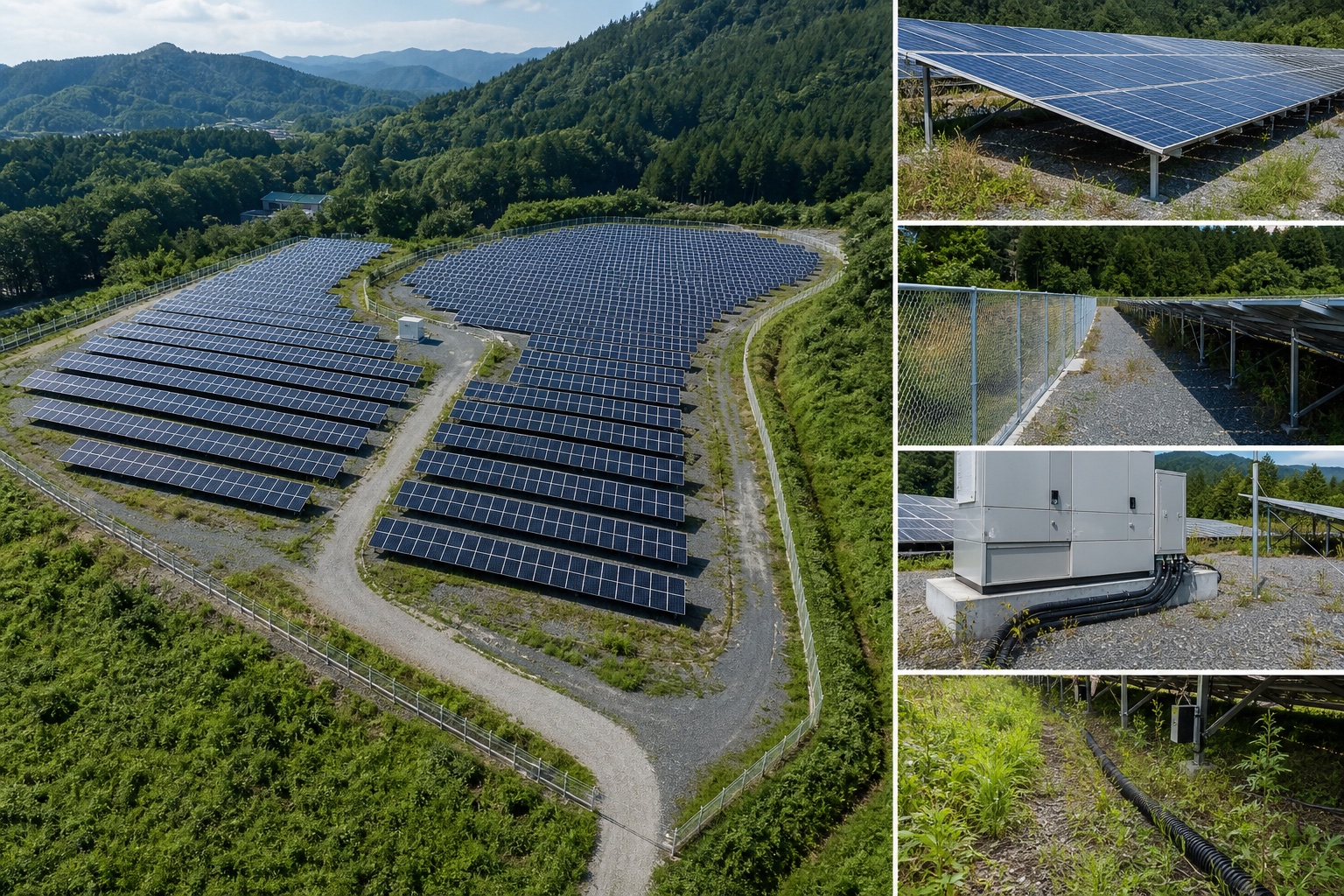 太陽光発電所の現地状況を確認するイメージ